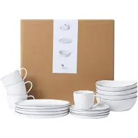 Broste Copenhagen Salt Frühstücksset für vier White w/Black Rim