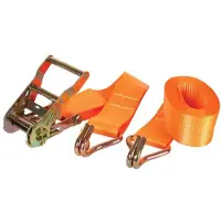 Velleman Toolland Zurrgurt, zweiteilig, mit Ratsche und J-Haken, zur Sicherung mittlerer Lasten, max 1000 kg, Polyester, orange, 4,5 m x 50 mm, 1 Stück