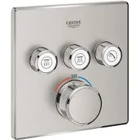 GROHE Grohtherm SmartControl Thermostat Fertigmontageset mit 3 Absperrventilen, eckige Ausführung