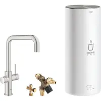 GROHE Red Kochendwasserhahn mit U-Auslauf und Kombikessel Supersteel