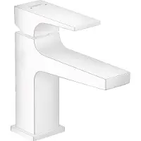 Hansgrohe Waschtischmischer Metropol mit Push-Open Ablaufgarnitur mattweiß mattweiß kurzer Auslauf mit Push-Open Ablaufg.