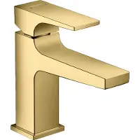 Hansgrohe Metropol Einhebel-Waschtischmischer 100 mit Hebelgriff für Handwaschbecken mit Push-Open Ablaufgarnitur, Polished Gold Optic