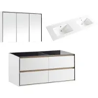 Differnz Badmöbel-Set Providence BxHxT 123 x 55 x 78 cm Frontfarbe weiß mit Waschtisch Keramik weiß