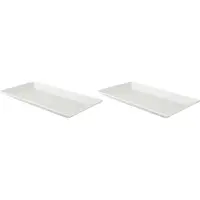 Palmer 2 x White Delight Teller Servieren flach im Set, Porzellan, 28,5 x 15 cm, weiß glänzend
