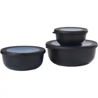 Mepal Set Multischüssel Cirqula - Mikrowellengeschirr - Multikom flach, 3-teilig 350+750+1250 ml) - Nordic black - Meal prep boxen