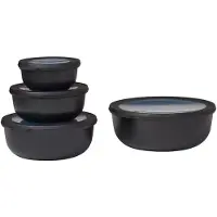 Mepal Abverkauf - Set Frischhaltedosen Cirqula - Mikrowellengeschirr - Multikom flach, 4-teilig (350+750+1250+2250 ml) - Nordic black - Meal prep boxen