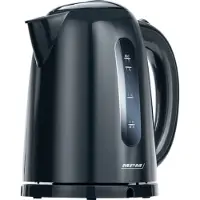 MPM - kabelloser Edelstahl-Wasserkocher 1,7 Liter mit Rutschsicherung und Teefilter - schwarz