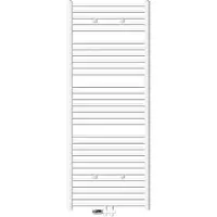 LuxeBath Badheizkörper Mittelanschluss 750 x 1800 mm Weiß gebogen mit Thermostat und Anschlussgarnitur Durchgang Boden Weiß Heizkörper, ohne Heizstab