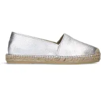 Manfield Silberne Leder-Espadrilles | Größe 39
