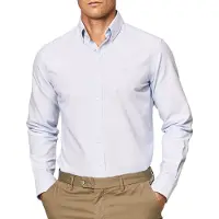 Hackett London für Herren. HM309361 Maßgeschneidertes Oxford-Hemd blau (M), Lässig, Baumwolle, Klassisch, Langarm