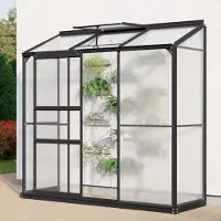 Pergart Vitavia Anlehn-Gewächshaus "Styx 1300" schwarz 1,3 m² 4 mm HKP
