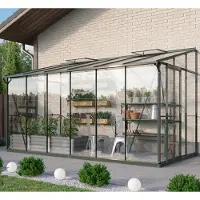 Pergart Vitavia Anlehn-Gewächshaus "Osiris 7800" smaragd 7,8 m² 3 mm ESG, 6 mm HKP