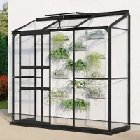 Pergart Vitavia, Aktionsangebot (inkl. 60 Euro Zubehör): Anlehn-Gewächshaus "Styx 1300", schwarz, 1,3 m², 3 mm ESG