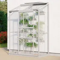 Pergart Vitavia, Anlehn-Gewächshaus "Styx 900", aluminium eloxiert, 0,9 m², 3 mm ESG