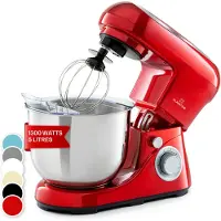Klarstein Knetmaschine Küchenmaschine zum Backen, 1300W Teigmaschine Klein, 6 Stufen, Schneebesen Rühr- & Knethaken, 5L Schüssel, Planetenrührwerk, Rührmaschine mit Mixer, Küchenmaschinen für Brotteig