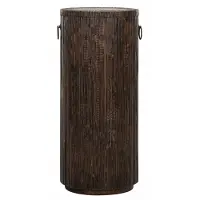 MUST Living Beistelltisch Stripe aus Teakholz, skandinavisches Design, rund, dunkelbraun, 80 cm hoch