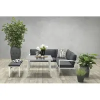 Garden Impressions , Dining-Ecklounge "Baltimore" inkl. Ecksofa, Bank und Tisch, weiß / schwarz
