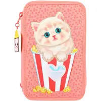 TOPModel 3-Fach Federtasche Katzen Applikation TOPModel Cutie Star schwarz