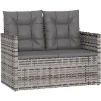 vidaXL Gartenbank mit Kissen Grau 105 cm Poly Rattan