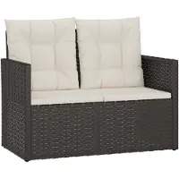 vidaXL Gartenbank mit Kissen Schwarz 105 cm Poly Rattan
