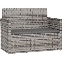 vidaXL Gartenbank mit Kissen Grau 105 cm Poly Rattan