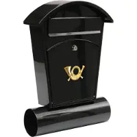 VOREL Briefkasten mit Zeitungsspender und 2 Tasten - schwarz - 480x280x80 mm