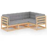 vidaXL 4-tlg Garten-Lounge-Set mit Kissen Kiefer Massivholz Modell 15