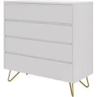 SalesFever Kommode breit | 4 Schubladen ausziehbar | Beine Metall mit Messinglegierung | B 90 x T 40 x H 90 cm | weiß