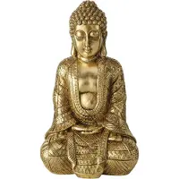 Boltze Wohndekoration Buddha Figur Wohnzimmer Dekofigur, Skulptur Asiatisch, Kunstharz gold, LxBxH 12x10x20 cm