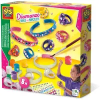 SES Creative 14706 Diamanzo Ringe und Armbänder Glitzer-Schmuck-Bastelset für Kinder, Schmuck-Bastelset für Kinder, 6 Jahr(e), Karton, Mehrfarbig