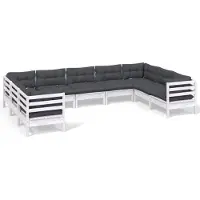 vidaXL 9-tlg. Garten-Lounge-Set mit Kissen Weiß Kiefernholz