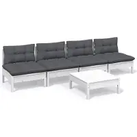 vidaXL 5-tlg. Garten-Lounge-Set mit Anthrazit Kissen Kiefernholz