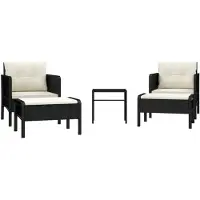 vidaXL 5-tlg. Garten-Lounge-Set mit Kissen Schwarz Poly Rattan