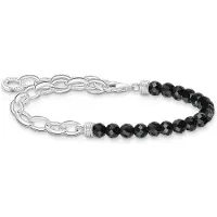 Thomas Sabo Charm Armband mit Schwarzen Onyx Beads und Kettengliedern Silber