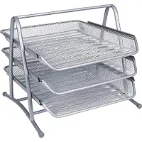 Q-CONNECT Metall-tischplattentablett Kf00822 Silbernes Gitter 3 Bewegliche Tabletts 350x278x275 Mm