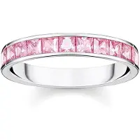 Thomas Sabo Ring mit Pinken Steinen Pavé Silber