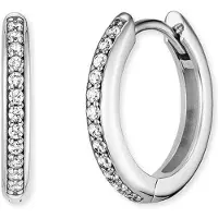 Engelsrufer Paar Creolen "Lola", silber (silberfarben, kristallweiß, kristallweiß), Ohrringe, Damen, 16mm, Silber 925 (Sterlingsilber), Paar Creolen, mit Zirkonia (synth.)