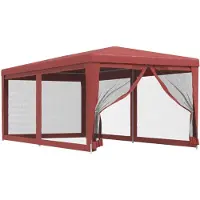 vidaXL Partyzelt mit 6 Mesh-Seitenwänden Rot 3x6 m HDPE