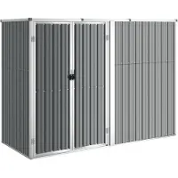 vidaXL Gerätehaus Grau 225x89x161 cm Verzinkter Stahl
