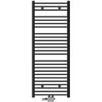 LuxeBath Badheizkörper Mittelanschluss 600x1500 mm Anthrazit gerade mit Anschlussgarnitur inkl. Thermostat Universal Eck- und Bodenform, ohne Heizstab