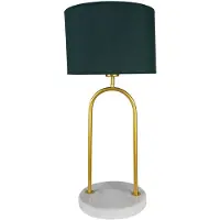 Clayre & Eef Tischleuchte in Dunkelgrün/ Gold - (H)62 cm x Ø 28 cm - onesize