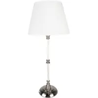Clayre & Eef Tischlampe Ø 18x44 cm Weiß Silberfarbig Eisen