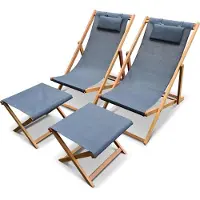 Sweeek - 2er-Set Holzliegestühle aus Eukalyptus - Creus - Anthrazit