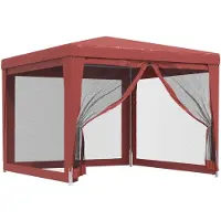 vidaXL Partyzelt mit 4 Mesh-Seitenwänden Rot 3x3 m HDPE