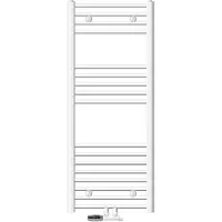 LuxeBath Badheizkörper Mittelanschluss 500 x 1200 mm Weiß gerade mit Thermostat und Anschlussgarnitur Eck Wand Weiß - Heizkörper, ohne Heizstab