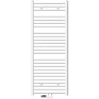 LuxeBath Badheizkörper Mittelanschluss 600 x 1500 mm Weiß gerade mit Thermostat und Anschlussgarnitur Durchgang Boden Weiß - Heizkörper, ohne Heizstab