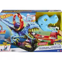 Mattel City T-Rex Looping-Bahn, Dinosaurier-Angriff inkl. Auto 1:64