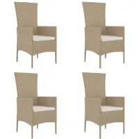 vidaXL Gartenstühle mit Kissen 4 Stk. Poly Rattan Beige