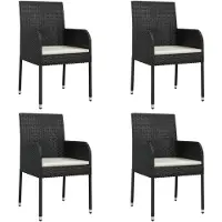 vidaXL Gartenstühle mit Kissen 4 Stk. Poly Rattan Schwarz