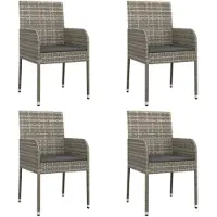 vidaXL Gartenstühle mit Kissen 4 Stk. Poly Rattan Grau